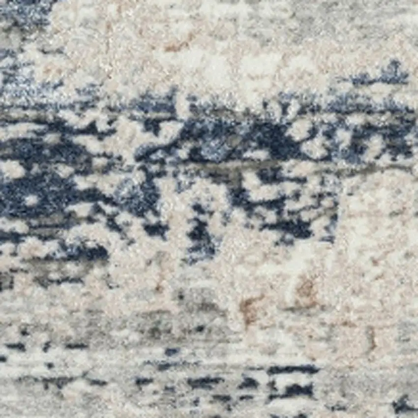 Beige Cream Blue And Gray Abstract Stain Resistant Area Rug Photo 3