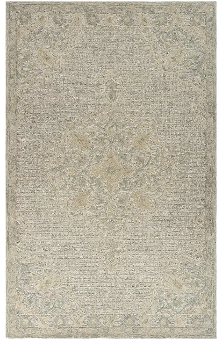 Beige Distressed Floral Area Rug Photo 5