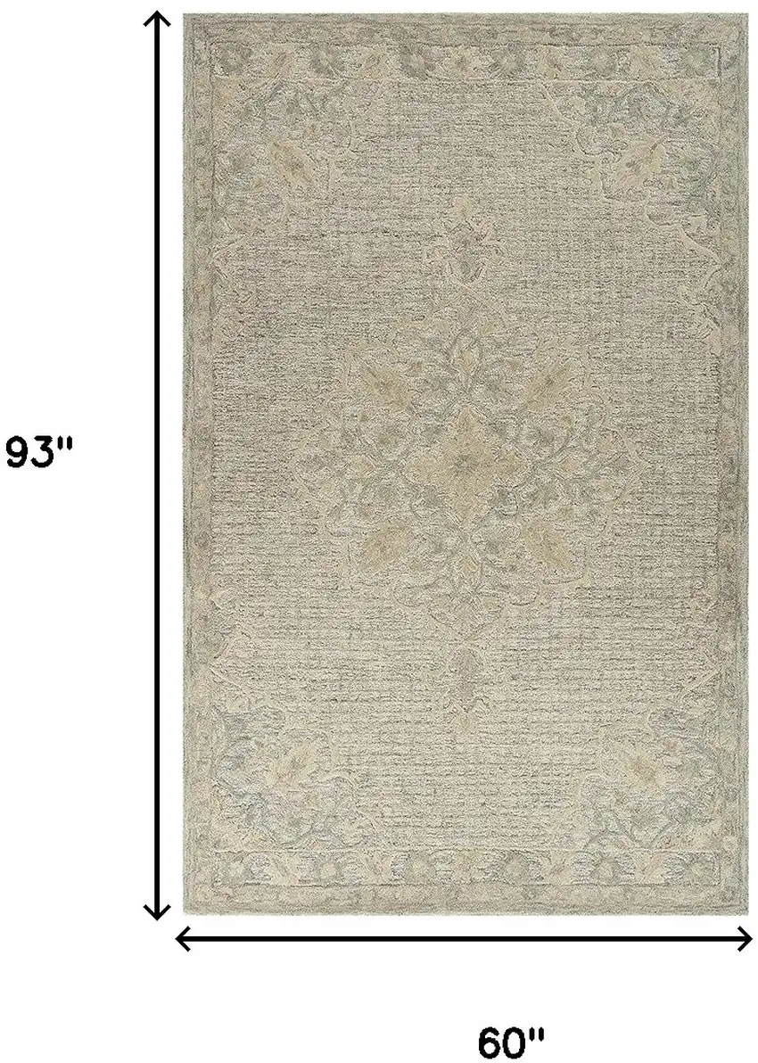 Beige Wool Handmade Area Rug Photo 3