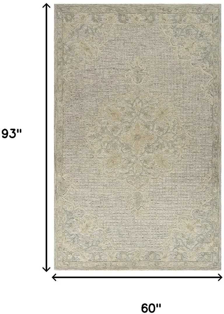 Beige Distressed Floral Area Rug Photo 4