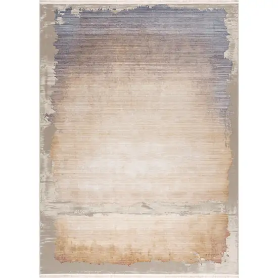 Beige and Blue Abstract Power Loom Area Rug Photo 3