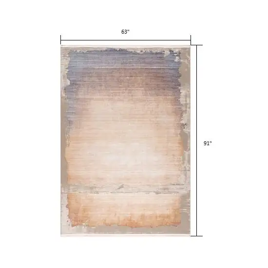 Beige and Blue Abstract Non Skid Area Rug Photo 8