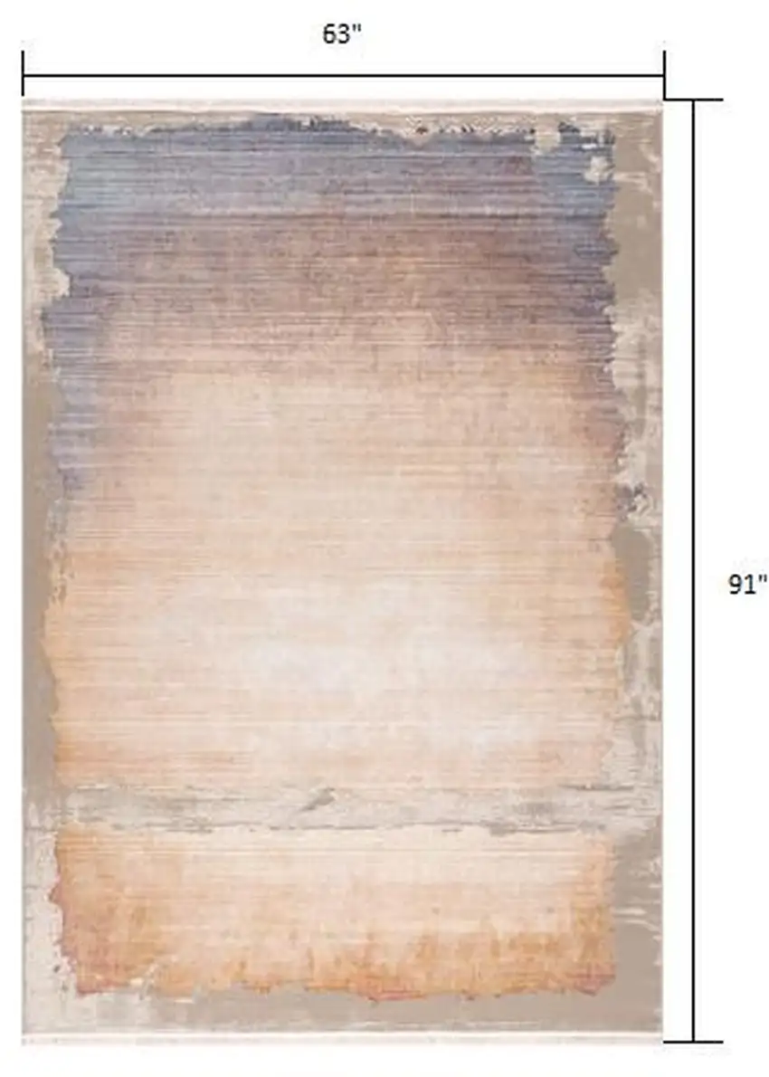 Beige and Blue Abstract Non Skid Area Rug Photo 8