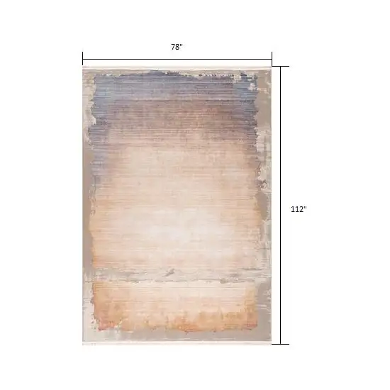 Beige and Blue Abstract Non Skid Area Rug Photo 9