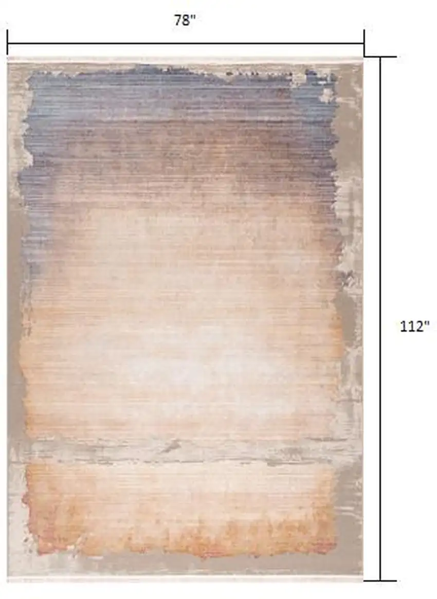 Beige and Blue Abstract Non Skid Area Rug Photo 9