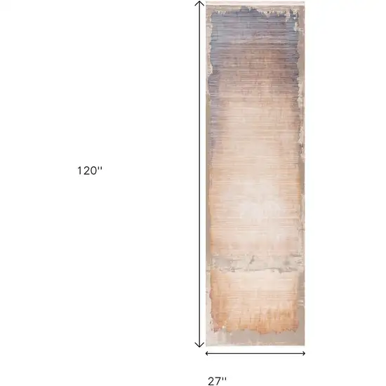 10' Beige And Blue Abstract Runner Rug Photo 8