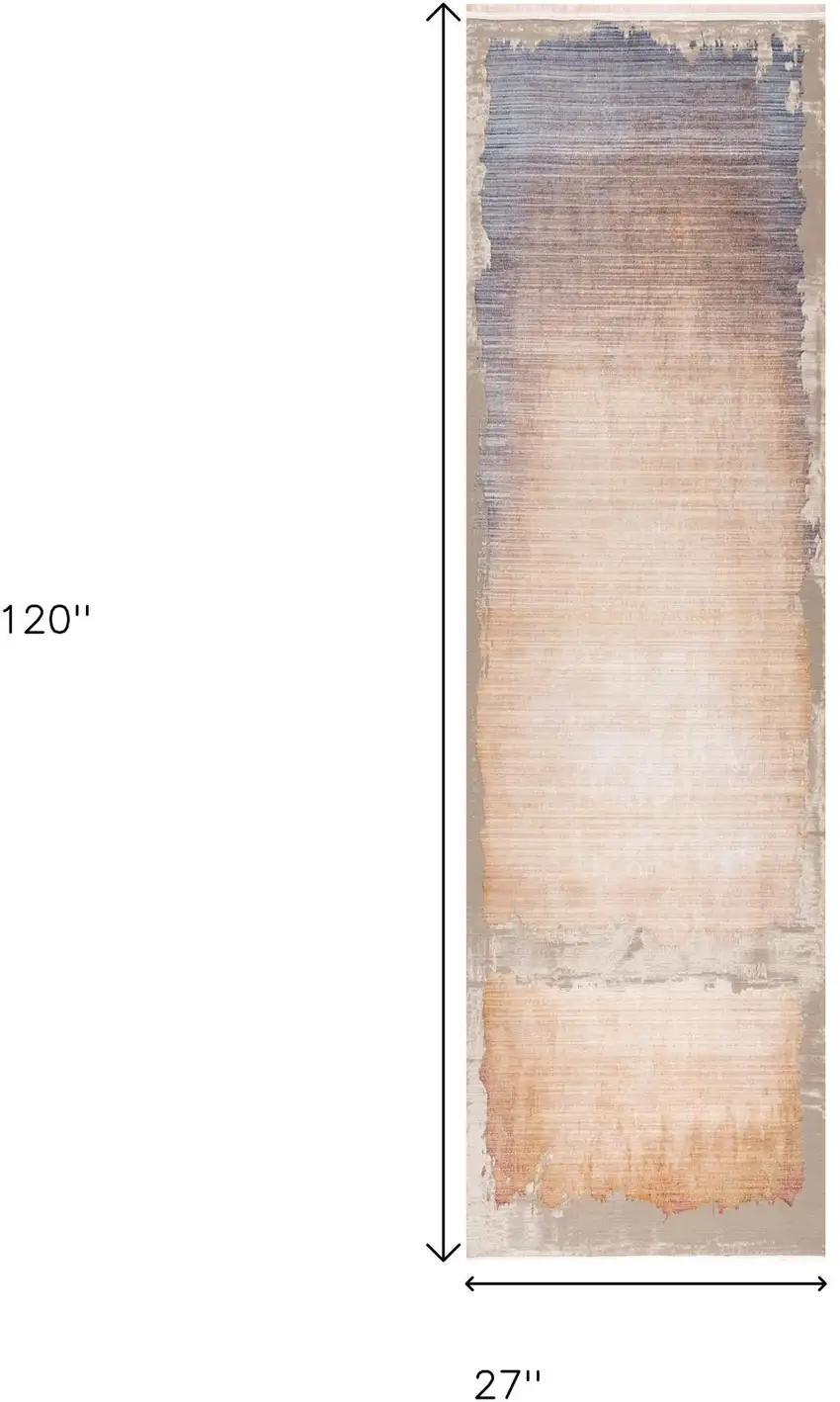 10' Beige And Blue Abstract Runner Rug Photo 8