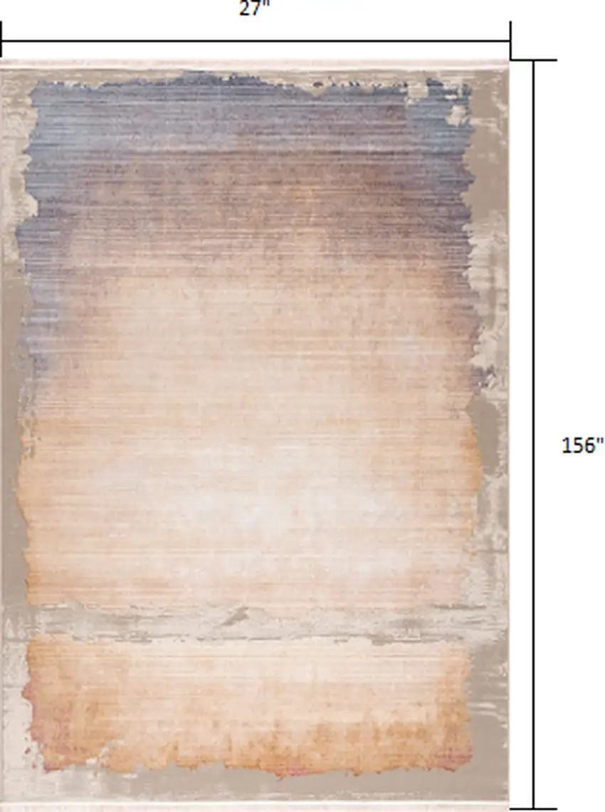 Beige Faded Sunset Runner Rug Photo 2