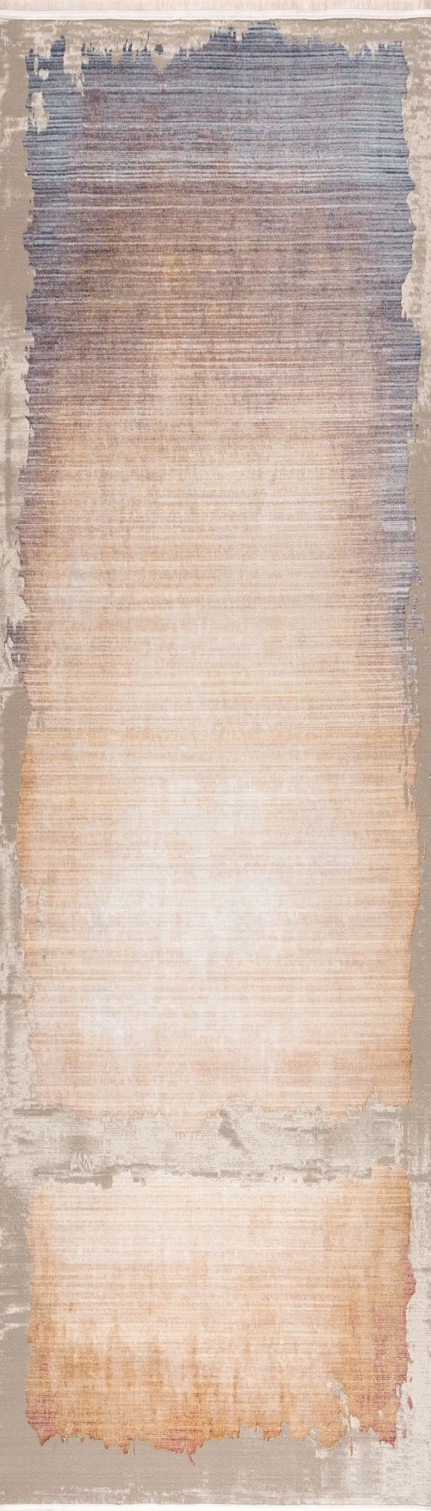 15' Beige And Blue Abstract Runner Rug Photo 4