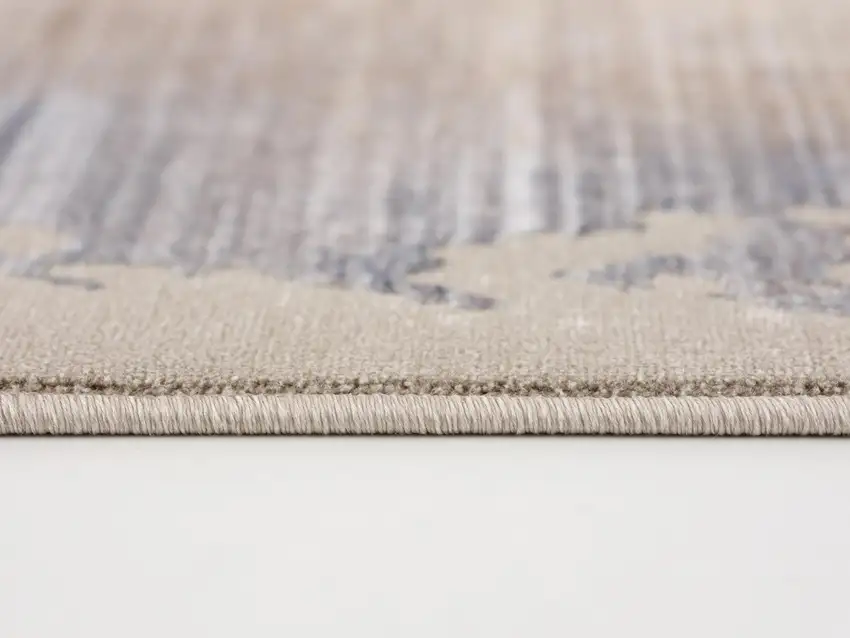 20' Beige And Blue Abstract Runner Rug Photo 3