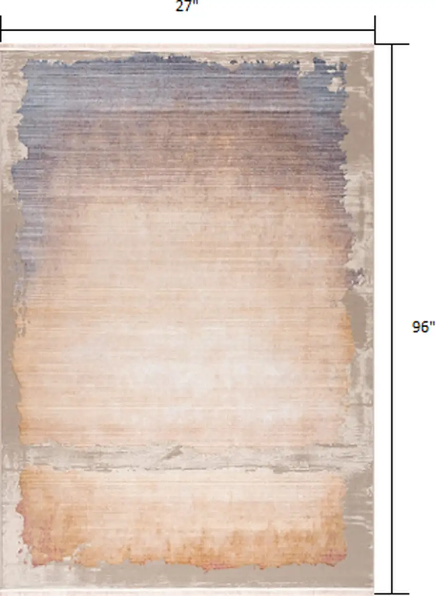Beige Faded Sunset Runner Rug Photo 1