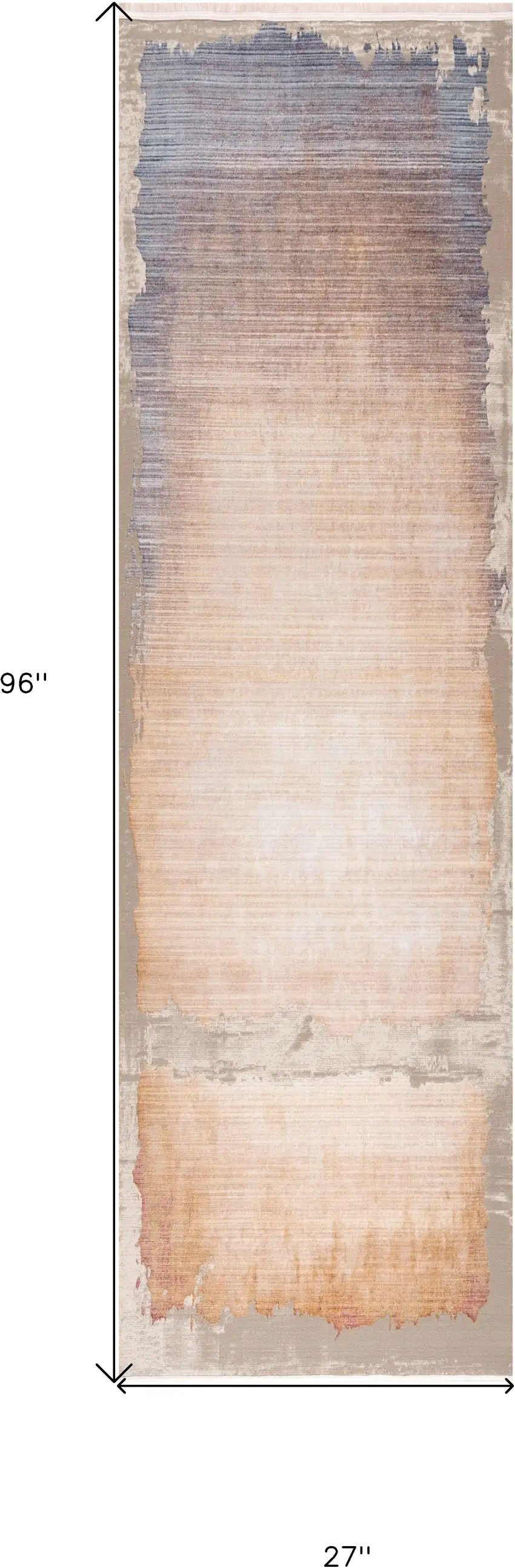 Beige and Blue Abstract Power Loom Runner Rug Photo 3
