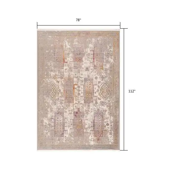 Beige and Ivory Medallion Non Skid Area Rug Photo 7