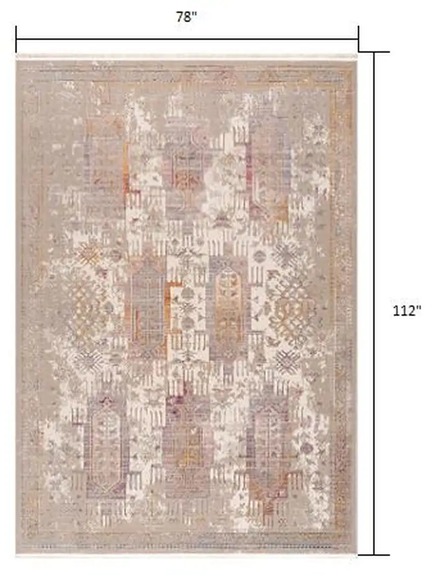 Beige and Ivory Medallion Non Skid Area Rug Photo 7