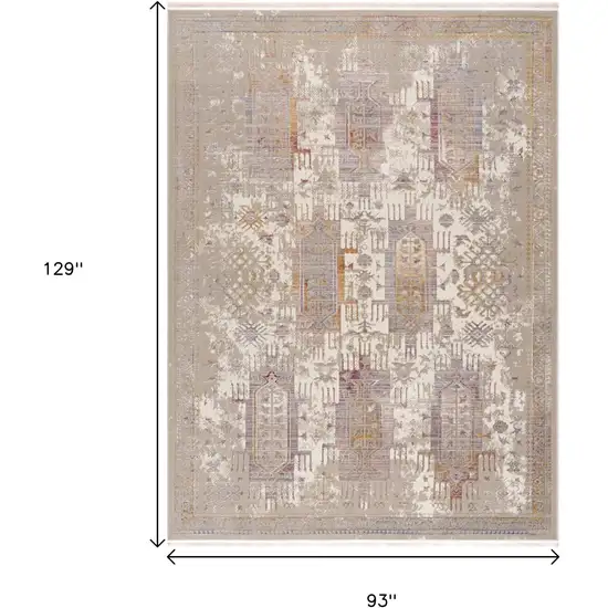 Beige and Ivory Medallion Non Skid Area Rug Photo 9