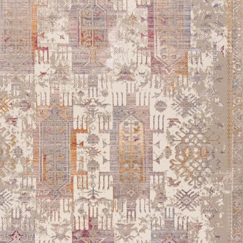13' Beige And Ivory Medallion Runner Rug Photo 4