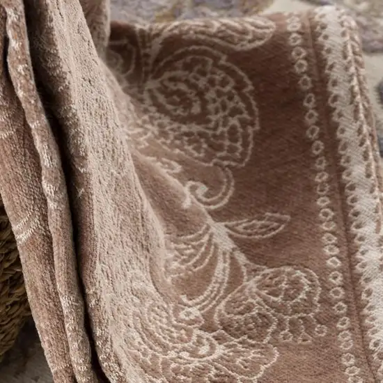 Beige and Ivory Medallion Power Loom Runner Rug Photo 5