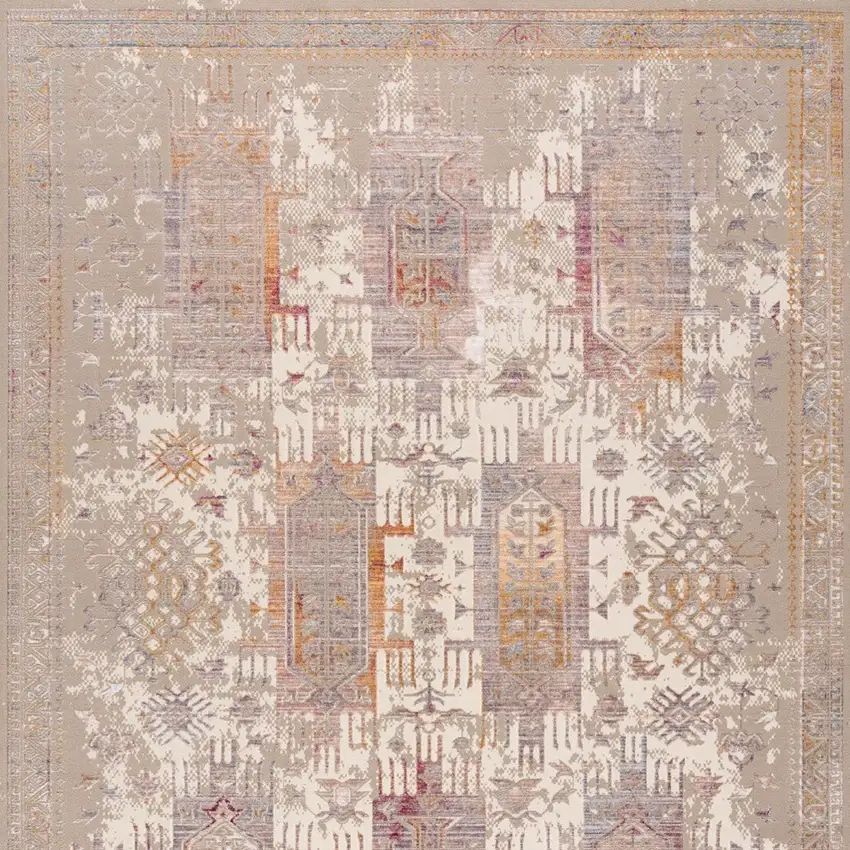 15' Beige And Ivory Medallion Runner Rug Photo 5