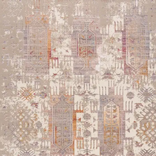15' Beige And Ivory Medallion Runner Rug Photo 4