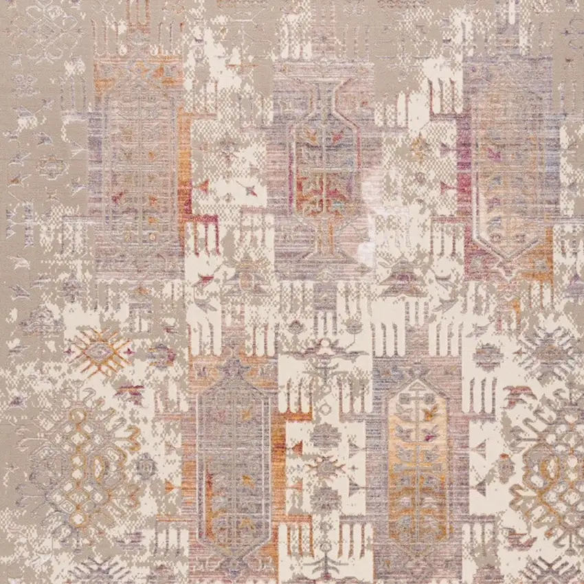15' Beige And Ivory Medallion Runner Rug Photo 4