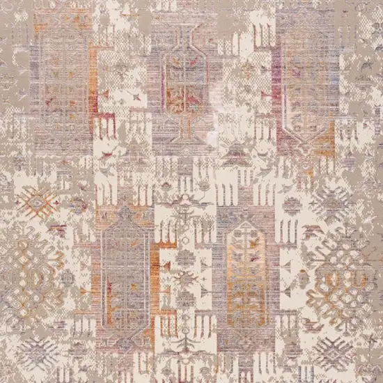 20' Beige And Ivory Medallion Runner Rug Photo 4