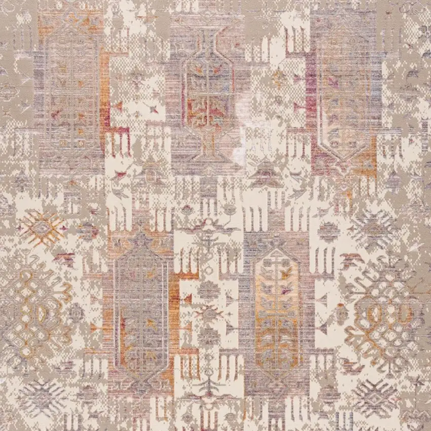 20' Beige And Ivory Medallion Runner Rug Photo 4