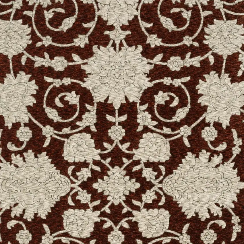 Beige Floral Area Rug With Fringe Photo 8