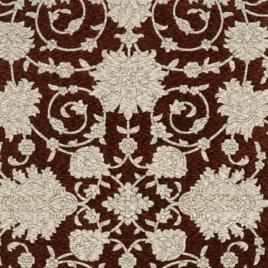Beige Floral Area Rug With Fringe Photo 8