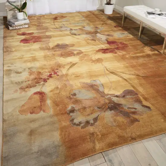 Beige Floral Area Rug Photo 4