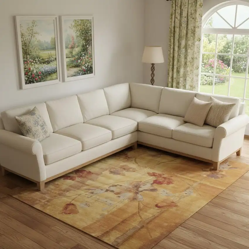 Beige Floral Area Rug Photo 1