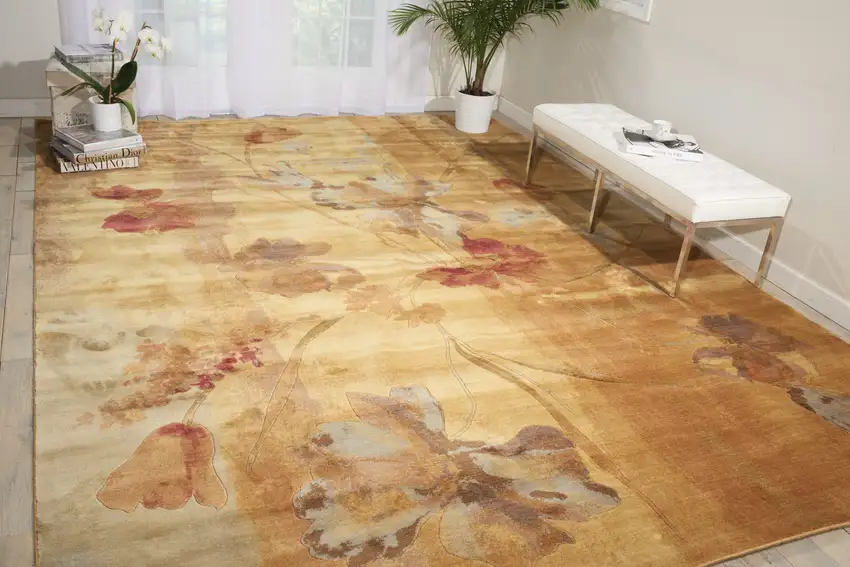 Beige Floral Area Rug Photo 5