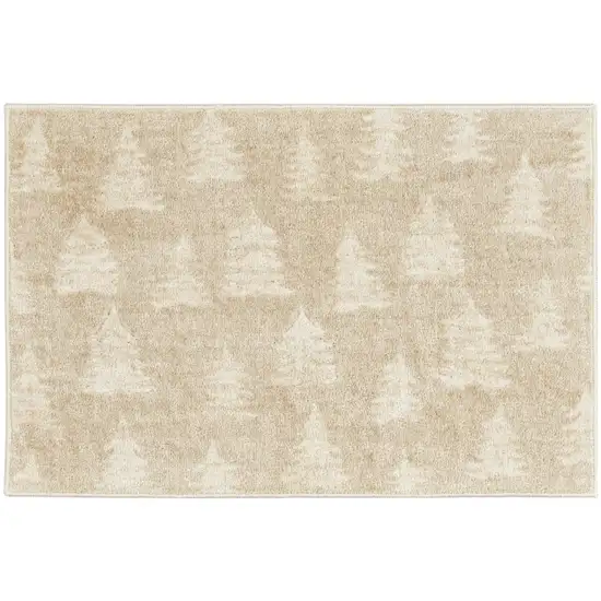 Beige Floral Area Rug Photo 1