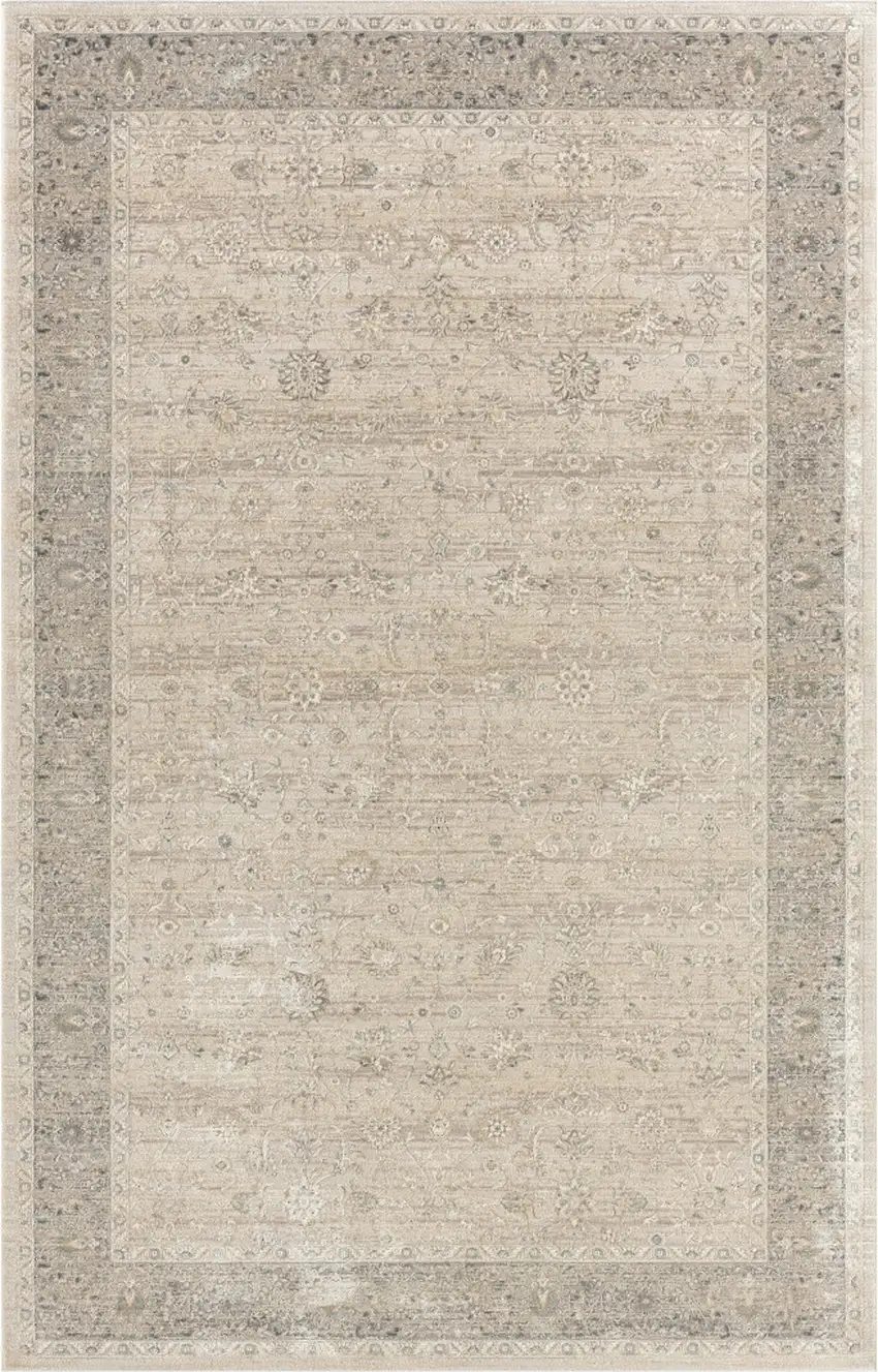 Beige Floral Area Rug Photo 3