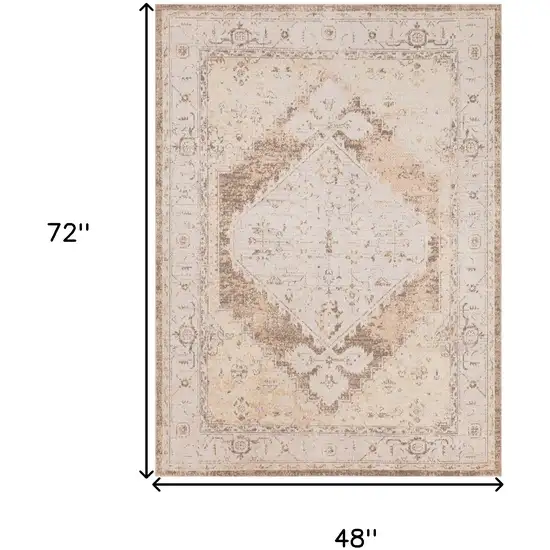 Beige Floral Distressed Area Rug Photo 3