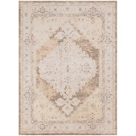 Beige Floral Distressed Area Rug Photo 6