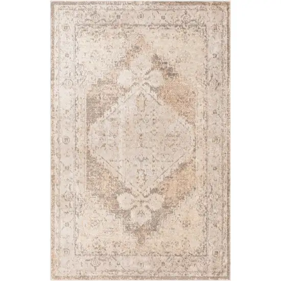 Beige Floral Distressed Area Rug Photo 6