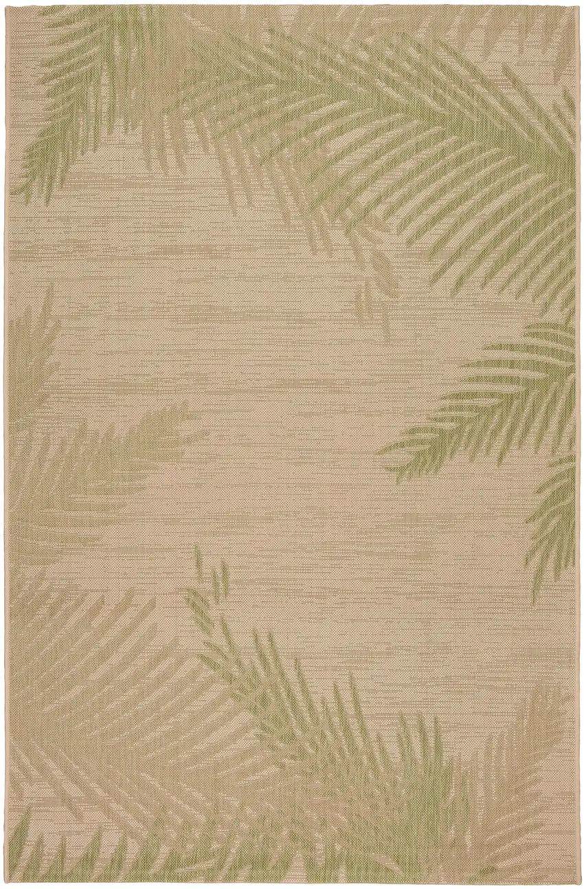 Beige Floral Indoor Outdoor Area Rug Photo 1
