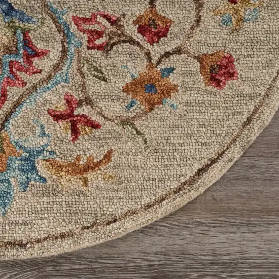 Beige Floral Medallion Area Rug Photo 3