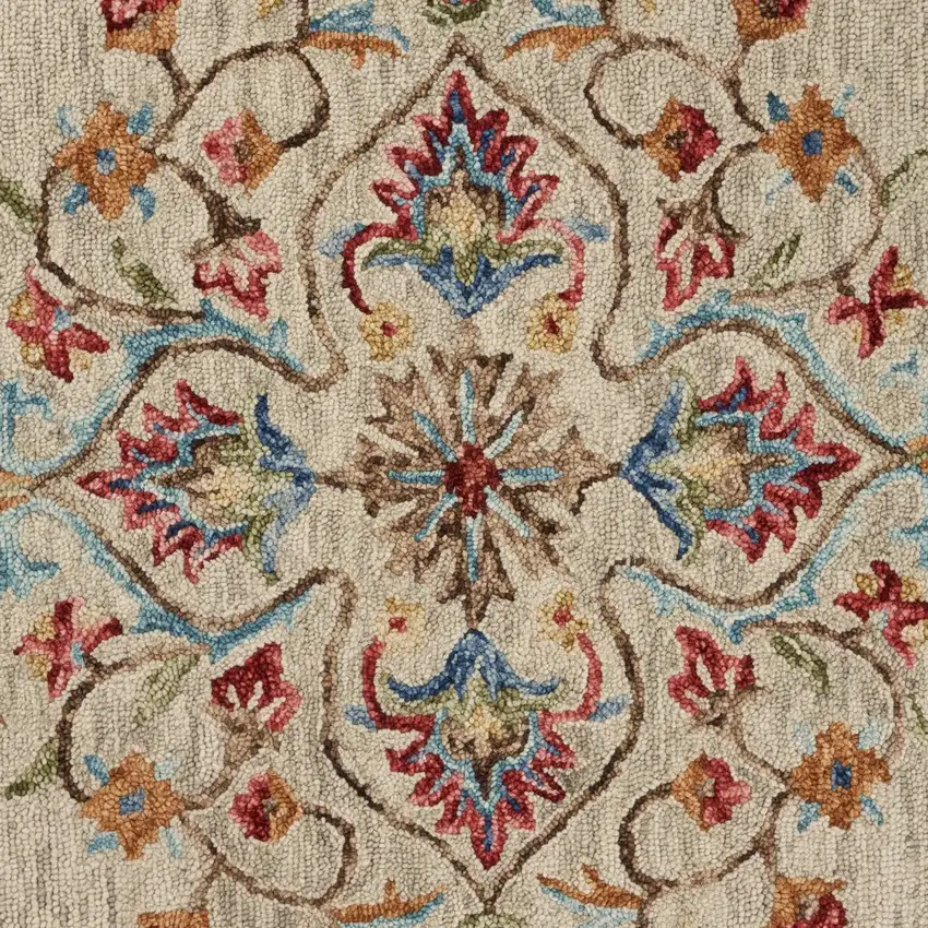 Beige Floral Medallion Area Rug Photo 2
