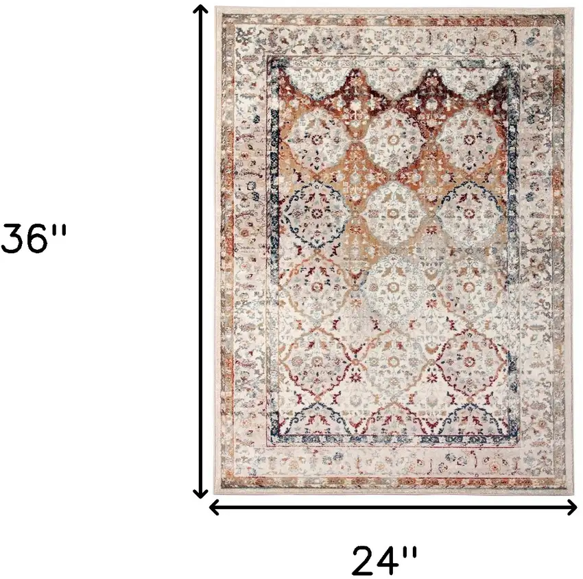 Beige Floral Medallion Power Loom Area Rug Photo 7