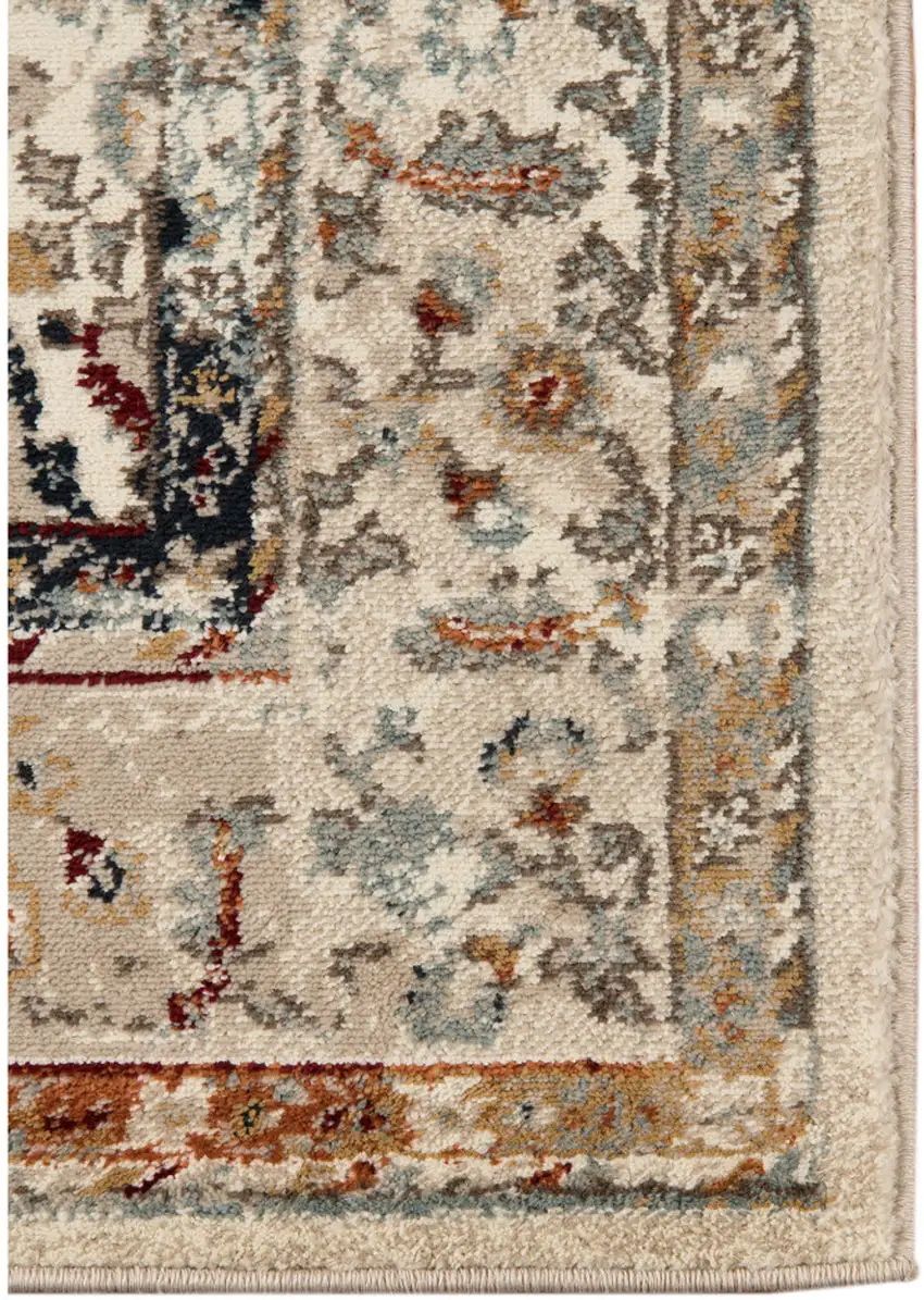 Beige Floral Medallion Power Loom Area Rug Photo 2