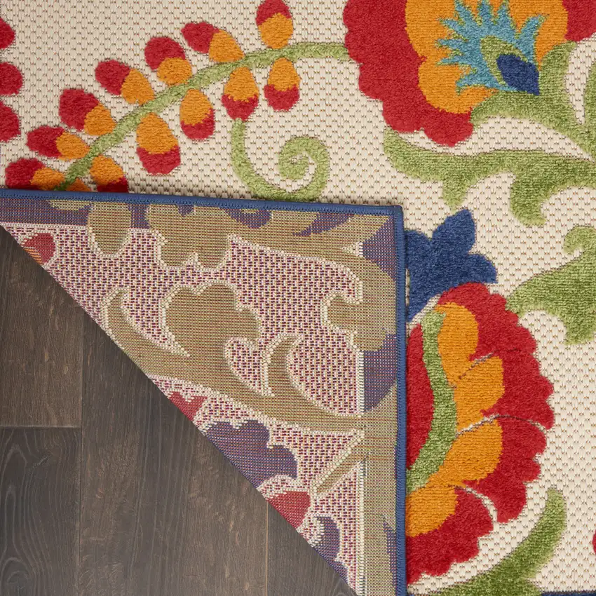 Ivory Blue And Orange Indoor Outdoor Area Rug Photo 9