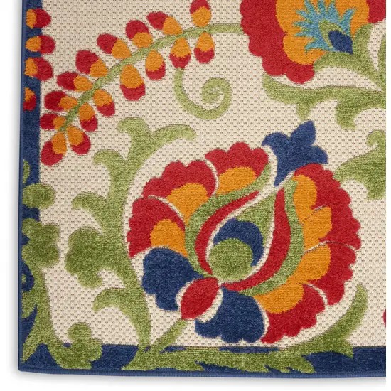 Ivory Blue And Orange Indoor Outdoor Area Rug Photo 3