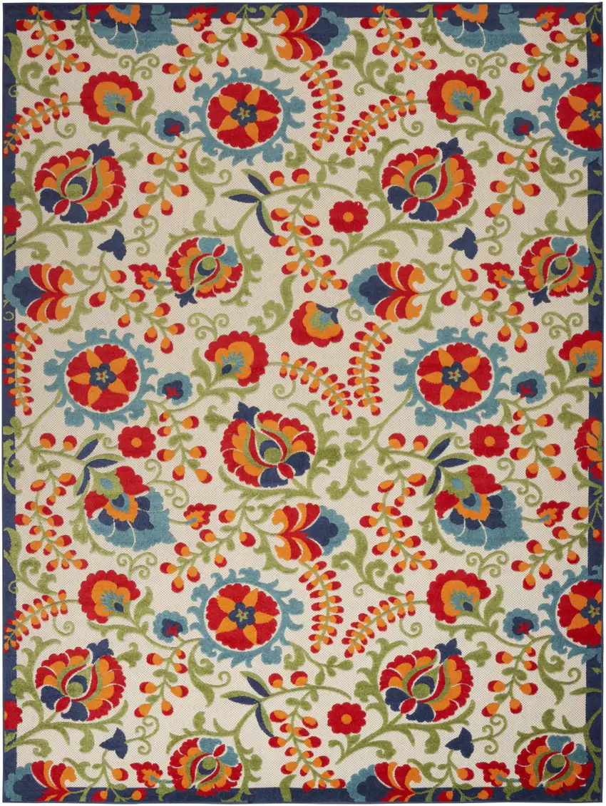 Beige Floral Power Loom Area Rug Photo 1