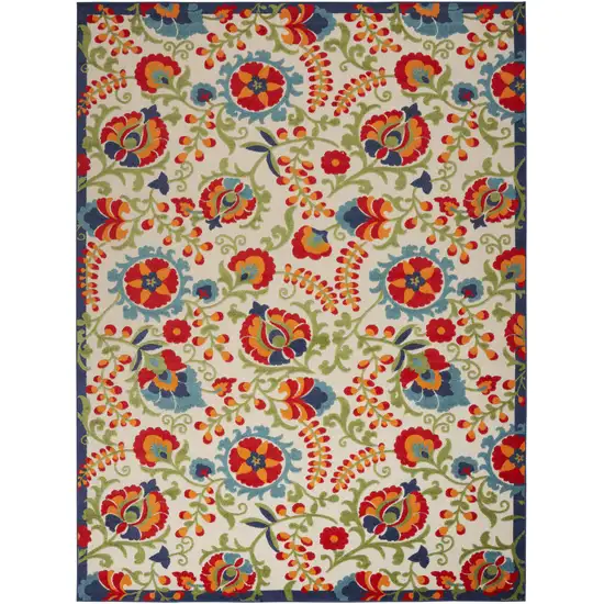 Ivory Blue And Orange Indoor Outdoor Area Rug Photo 1