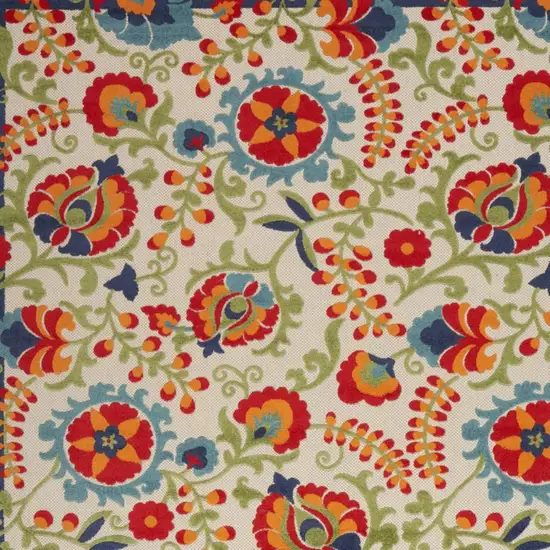 Ivory Blue And Orange Indoor Outdoor Area Rug Photo 6