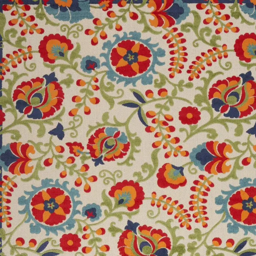 Ivory Blue And Orange Indoor Outdoor Area Rug Photo 6