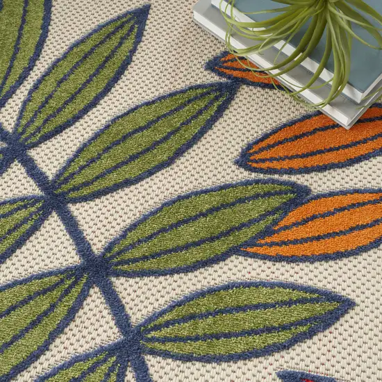 Ivory Blue And Orange Indoor Outdoor Area Rug Photo 8