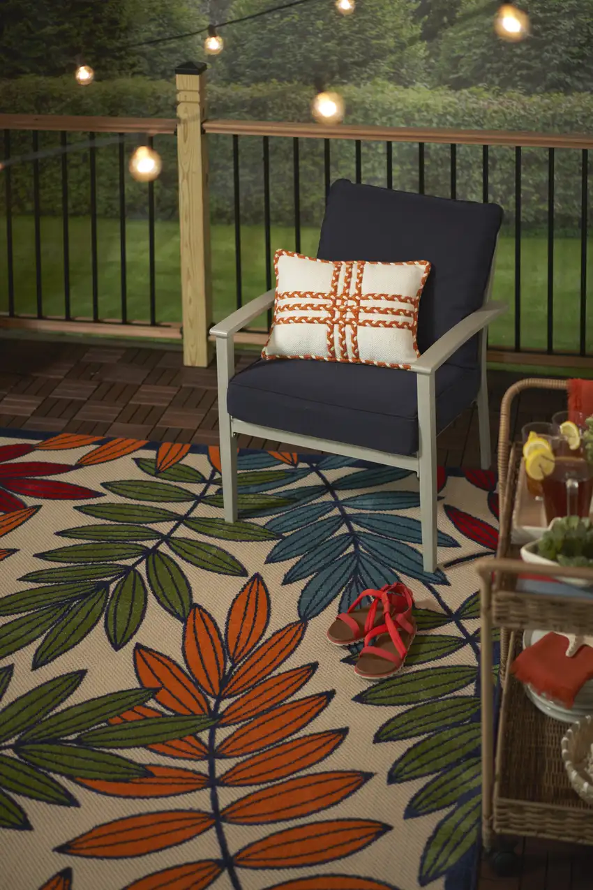 Beige Floral Power Loom Area Rug Photo 9
