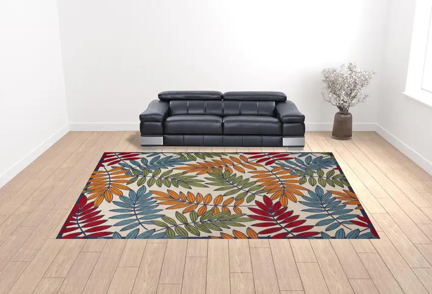 Beige Floral Power Loom Area Rug Photo 2